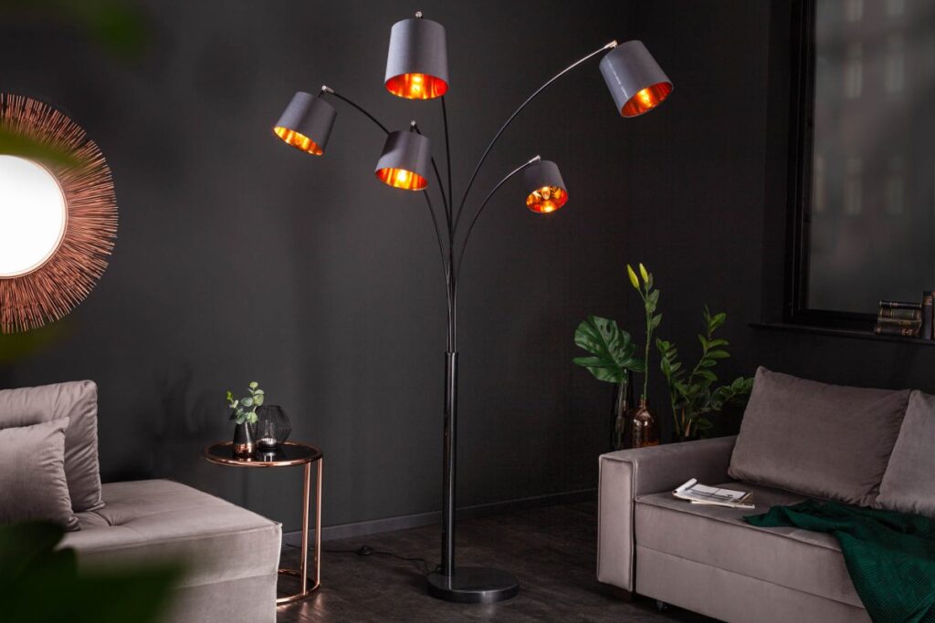 Stojanová lampa Shadow 202 cm čierna - zlatá