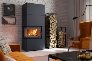 modulárny krb, čierny ľavé presklenie